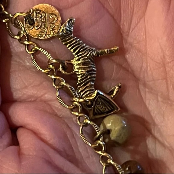 African Safari Charm Necklace with Genuine Stones Elephant Zebra Tiger - Picture 11 of 12